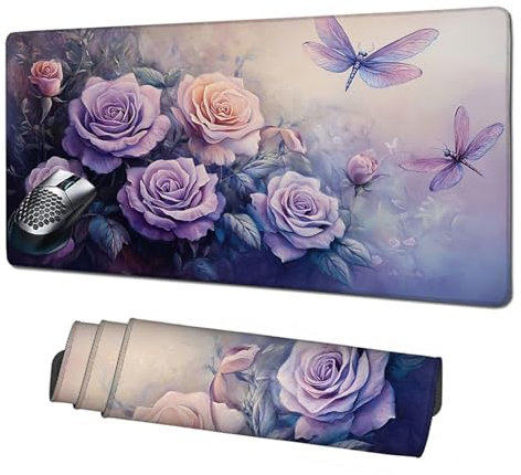 Alfombrilla Ratón XXL 700x300x3mm,Mouse Pad Púrpura Alfombrilla Escritorio,Alfombrilla Raton Rosa Alfombrilla Gaming Antideslizante,Tapete Escritorio con Bordes Cosidos,Accesorios Escritorio X1-965