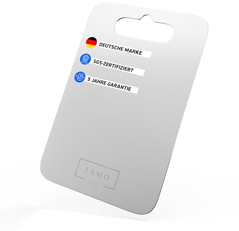 TAMO Titan Schneidebrett, Schneidebrett aus 100% reinem Titan, hygienisch, antibakteriell & langlebig, titanium chopping board, ideal für Fleisch, Obst, Gemüse, Küche, Camping & Outdoor