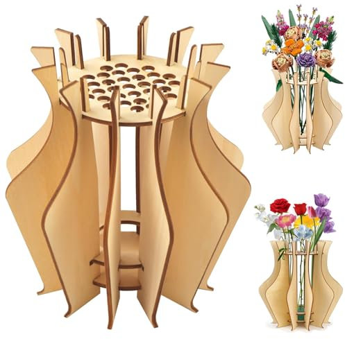 RXKFIGX Vaso per fiori Lego Set di Vasi di Fiori in Legno 3D Vaso di Legnos Kit per Costruzione Vasi Bouquet per Rose Lego Fiori di Ciliegio,Girasole,Tulipani,Narcisi,Loto (grande)
