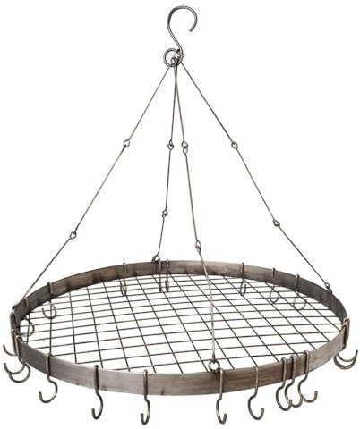 MAISONICA Large 71cm Hanging Brown Metal Pan Rack Saucepan Storage Ceiling Mount