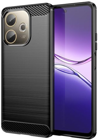 Effcotuo Custodia per OPPO A5 Pro 4G/5G Cover [Fibra di Carbonio] Morbido TPU Custodia Protezione Anti Scivolo/Antiurto per OPPO A5 Pro 4G/5G Case-Nero