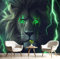 Fototapete Grauer Löwe 3D 200×140cm(W×H),Grünes Licht Tapete Fototapeten, Schlafzimmer Wohnzimmer, Grau Vlies Tapeten Wandtapete, XL Wandbild Wand Deko