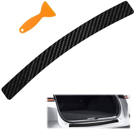 HAFRILY Universal Ladekantenschutz Kofferraum inkl Montagespachtel 104×9 cm Carbon Auto Selbstklebend Stoßstangenschutz Anti Scratch Abrieb