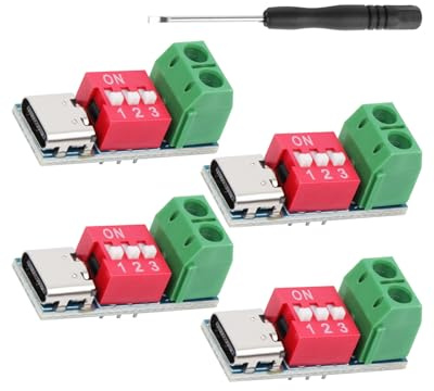 RIIEYOCA USB-C PD Trigger Board Modul, 5V-20V PD/QC Fast Charge Decoy Modul - DIY Powerbank, Laptop-Netzteil, Spannungsversorgung Testprojekte (4 Stück)