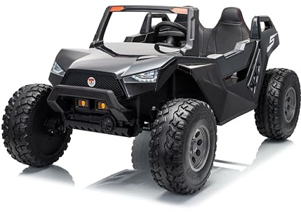FINOOS Kinder elektroauto Clash 24V, kinderauto 2-Sitzer, mit Fernbedienung 2,4GHz, 2 – 7 Jahre (Schwarz)