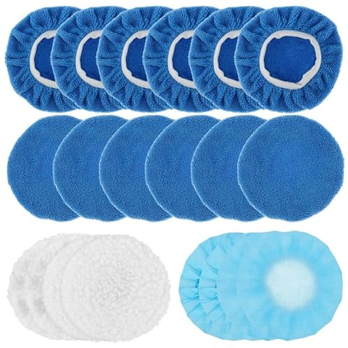 20-teiliges Polierpad-Set For Autopoliermaschinen (6-Zoll-Hauben) – Mikrofaser-Polierpads For Wachsen Und Polieren Von Felgen