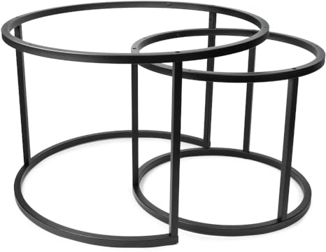 woplus 2er Set Couchtisch Gestell Rund – Stabiles Metallgestell im Loft-Stil, Ineinander schiebbar, Schwarz Matt, Ø 50cm & Ø 70cm, Industrie-Design Untergestell für Wohnzimmertisch, inkl. Montageset