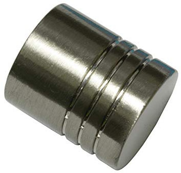 Gardinia Endknöpfe für Gardinenstangen, 2 x Endstück Zylinder Profil, Serie Memphis, Metall, Edelstahl-Optik, Ø 16 mm, 30101
