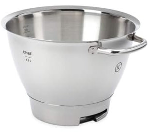Kenwood KAT711SS bol à mélanger, bol en acier inoxydable de 4, 6 litres TITANIUM CHEF SS BOWL, accessoires de robot culinaire, Argenté