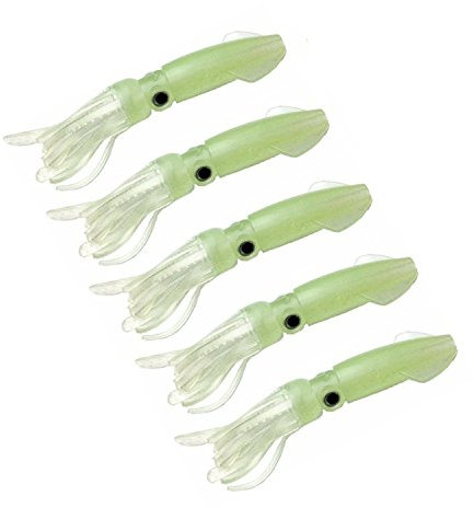weiche Luminous Octopus Schleppen Salzwasser Köder Squid Rock Angelköder Glow in Dark, 10,5 cm, (5 x)