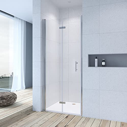 AQUABATOS® 120x195 cm Nischentür Duschtür Falttür Verstellbereich 119-121,5 cm Duschwand Glas ESG 6 mm faltbar Scharniertür Duschabtrennung mit Nano Beschichtung