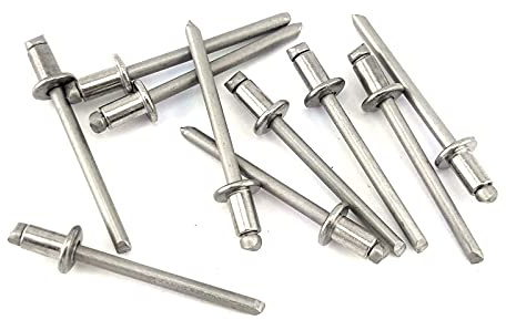 Rivetti ciechi con mandrino a testa piatta in acciaio inox A2 DIN 7337 6,4 x 12 x 100