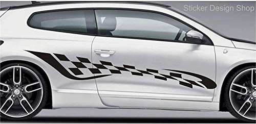 2er Set Racing Seiten Streifen Autoaufkleber Sport Auto Tattoo Aufkleber Sticker Tuning M2 200cm Schwarz
