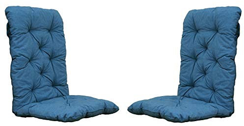 Ambientehome 2er Set Auflagen Sitzkissen Sitzpolster Hochlehner, 120x50x8 cm blau/grau