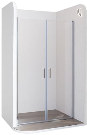 Moments of Glass Stella Duschtür 85x180 cm - Nischentür aus 6 mm ESG Sicherheitsglas mit Nanobeschichtung, Verstellbereich 85–88 cm, transparente Duschabtrennung für Badezimmer
