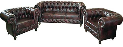 jvmoebel Designer Sofa Sofagarnitur 3+1+1 Sitzer Couch Polster Chesterfield Garnitur Neu