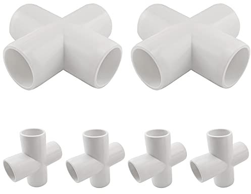 MARRTEUM 1/2 4 vie in PVC Raccordo a gomito a croce per mobili Build Grade SCH40 Giunto per tubo per capannoni da serra, struttura di supporto da giardino, struttura di stoccaggio [confezione da 6]