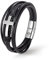 UNIQAL | Kreuz Leder Armband HEAVEN Cross Bracelet | Geschenk Box | Magnetverschluss (Silber, 21)