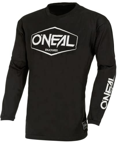 O'NEAL Element Youth Cotton Jersey Hexx V.22 I MX Shirt, Enduro Shirt I Kinder Sportshirt Jungen Langarm I Ergonomisch, atmungsaktiv I Gepolsteter Ellbogenschutz | Schwarz Weiß | Größe M