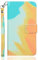 Aisenth Coque pour Samsung Galaxy A12 5G, Graffiti Coloré Housse Case en Cuir PU Aquarelle Art Portefeuille Étui de Protection Cover à Rabat avec Fentes pour Cartes, Fonction de Support, Jaune/Vert