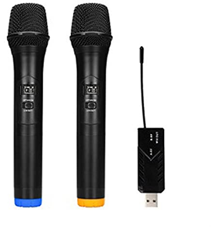 Mic Speakers Wireless Microphone Professional UHF Handheld Dynamic Microphone with USB Receiver Output to Laptop or PC Phone PAD for Software Recording Karaoke Microphone ( Color : 2 Microphones )