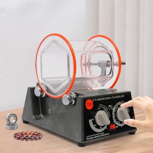 DiLiBee Poliertrommel Schmuck-Poliermaschine 3 kg, Rotary Tumbler Oberflächenpolierer 60 W, Schmuck Polieren Dreh-Tumbler 5 Gänge Einstellbare Zeit & Drehzahl Polierer Kugelmühle, für Gold, Silber