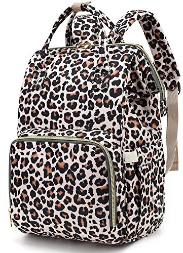 Xunteny Leopard Baby Wickelrucksack Wickeltasche Rucksack Babytasche Diaper Bag für Mama
