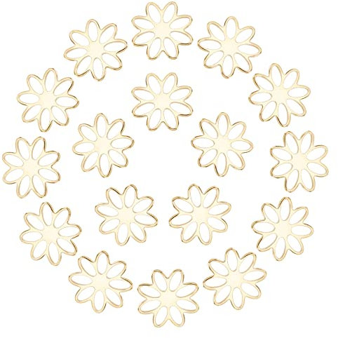 UNICRAFTALE 20pcs Goldene Blume Anhänger 304 Edelstahl Petal Charms Hollow Little Daisy Anhänger Sommerpflanze Ohrringe Charms Armbänder Anhänger für Schmuck machen Crafting