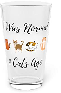 Bierglas Pint 473 ml Humorous Was Normal 4 Whiskers Ago Grafik Niedlich Pixie-Bob Enthusiasten Wortspiel Männer 473 ml