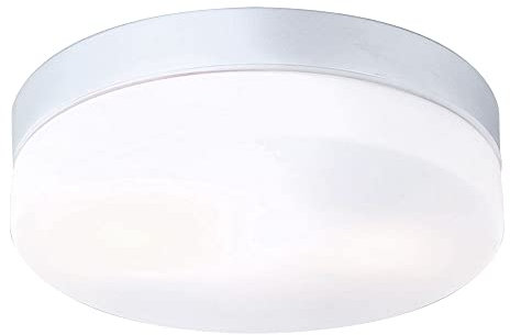 etc-shop Deckenlampe Deckenleuchte Außenleuchte Balkonlampe Kellerleuchte Terrasse, IP44 2 flammig, Glas opal silber, 2x E27 Fassungen, DxH 24x6,5cm