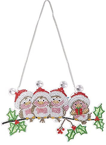 NSXIN 5D Diamond Painting Weihnachtsanhänger DIY Applique Diamant Strass Acryl Weihnachten Anhänger, Handwerk Wand Hängen Kunst für Weihnachten Türfenster Fenster Dekoration (Vögel)