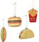Spetebo Christbaumschmuck 4er Set groß - Fast Food - Hamburger Hot Dog Taco Pommes - Weihnachtsbaum Christbaum Schmuck Deko Kugeln originell witzig