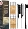 MULAFEE 5pcs Hair Wax Stick with Hair Comb Set, Wax Stick for Smooth Hair Wigs, Non-Greasy Styling Wax for Fly-Away and Edge Frizz, Slick Brush Set