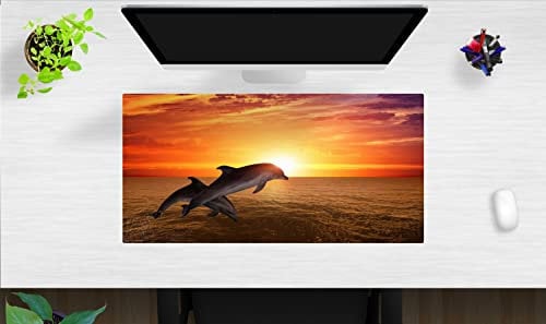 Schreibtischunterlage – Delfine im Sonnenuntergang – 80 x 40 cm – Schreibunterlage für Kinder aus Premium Vinyl – Made in Germany