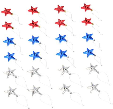 jojofuny Hausschmuck 24 Stück Unabhängigkeitstag-Anhänger Heimdekoration Stern-Dekor Weihnachtsdekoration Usa-Sterne-Flagge Christbaumkugel Sommer-Baumschmuck Ornamente Für Vierten Juli