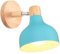 iDEGU Wandlampe Retro E27 Wandleuchte Moderne aus Holz Metall im Skandinavischen Stil Lampenschirm Tropfenförmig Verstellbare Wandspot Vintage Lampe für Schlafzimmer Wohnzimmer (Blau, 1 Stück)