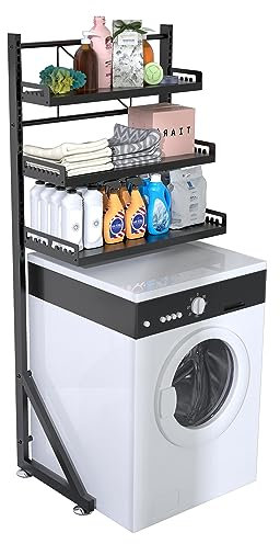 Virgorack Organizador multifuncional de tres niveles de altura ajustable para cuarto de lavado, ahorra espacio