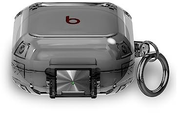 Custodia per Beats Fit Pro con blocco di sicurezza, custodia trasparente per Beats Fit Pro 2021 antiurto protettiva con lucchetto anti-smarrimento portachiavi per uomo donna