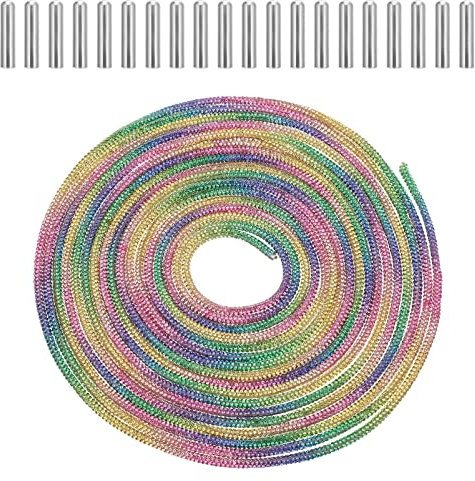 TOPPER Lacci per scarpe con strass, 500cm di corda per lacci per scarpe glitterati fatti a mano con 20 teste di laccio, coulisse per vestiti e pantaloni