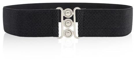 JTMKYO 1 ceinture à boucle, ceinture élastique pour femme, ceinture amincissante, ceinture élastique rétro, ceinture large polyvalente, peut être utilisée avec des robes et des vestes coupe-vent