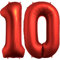 FUNFEST Ballon Anniversaire 10 Ans Rouge Chrome 100cm - Décoration Avec Ballon XL & Paille - Vole Avec de l'Hélium - Qualité Supérieure