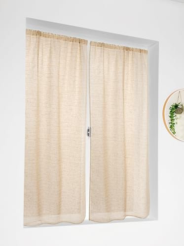 Linder Coppia di vetri Marcel Lino giallo e bianco in 70 x 160 cm