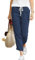 Hose Damen Leinen Sommerhose 7/8 Casual Leichte Baumwolle Leinenhose Stoffhose Bequeme Luftige Freizeithose Strandhose Mit Taschen (Navy Blau, M)