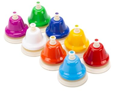 CeleMoon Schreibtischglocken für Kinder – buntes Metall-Handglocken-Set mit 8 Tönen und Griff – pädagogisches Lehr- und Lerninstrumente für Kinder – Geschenk Musikspielzeug für Kinder, Kleinkinder