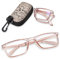 YUKANG Faltbare Lesebrille Damen und Herren, Tragbare Brille Superleichte Anti-Müdigkeit, Blaulichtfilter Lesehilfe für Senioren Sehhilfe mit Blendfreie UV Brille (Durchsichtig Hellrosa 1.0)