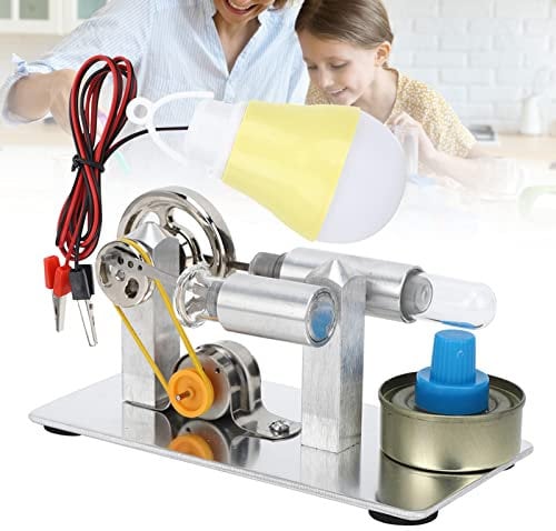 Stirling Engine Generator Kit, Mini Steam Engine Model Kit Stirling Engine Motor Electricity Power Generator Physical Experimental Education Gift for Kids Students