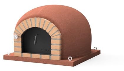 MOVELAR - Horno de Leña Exterior de Obra STROMBOLI (Burdeos - 80 x 80 x 72 cm) – Horno de leña pequeño para jardín, de obra, aislado con corcho y mantas cerámicas - REF: 7017/2