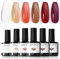 Modelones Gel Nail Polish Set, 6 Colors Brown Orange Gel Polish Nude Jelly Gel Nail Polish Set Soak Off Milky White Nail Gel Nail Art DIY Manicure Salon and Home for Women