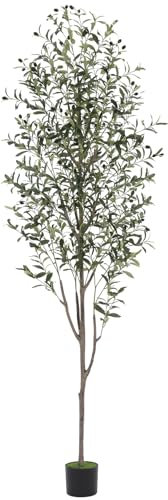 FORABAMB künstlicher Olivenbaum 210 cm, Kunstpflanze mit Pflanzgefäß, Kunstolivenbaum groß, für Home Office, Wohnzimmer, künstlicher Baum, 1224 Blätter