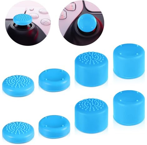 8pcs Thumbstick Grip Caps with 4 Sizes, Silicone Thumb Caps Controller Thumbsticks Cover Caps Protection Button Cap Anti-Slip Gamepad Stick Thumb Grips Joystick Cover for PlayStation Portal(Blue)